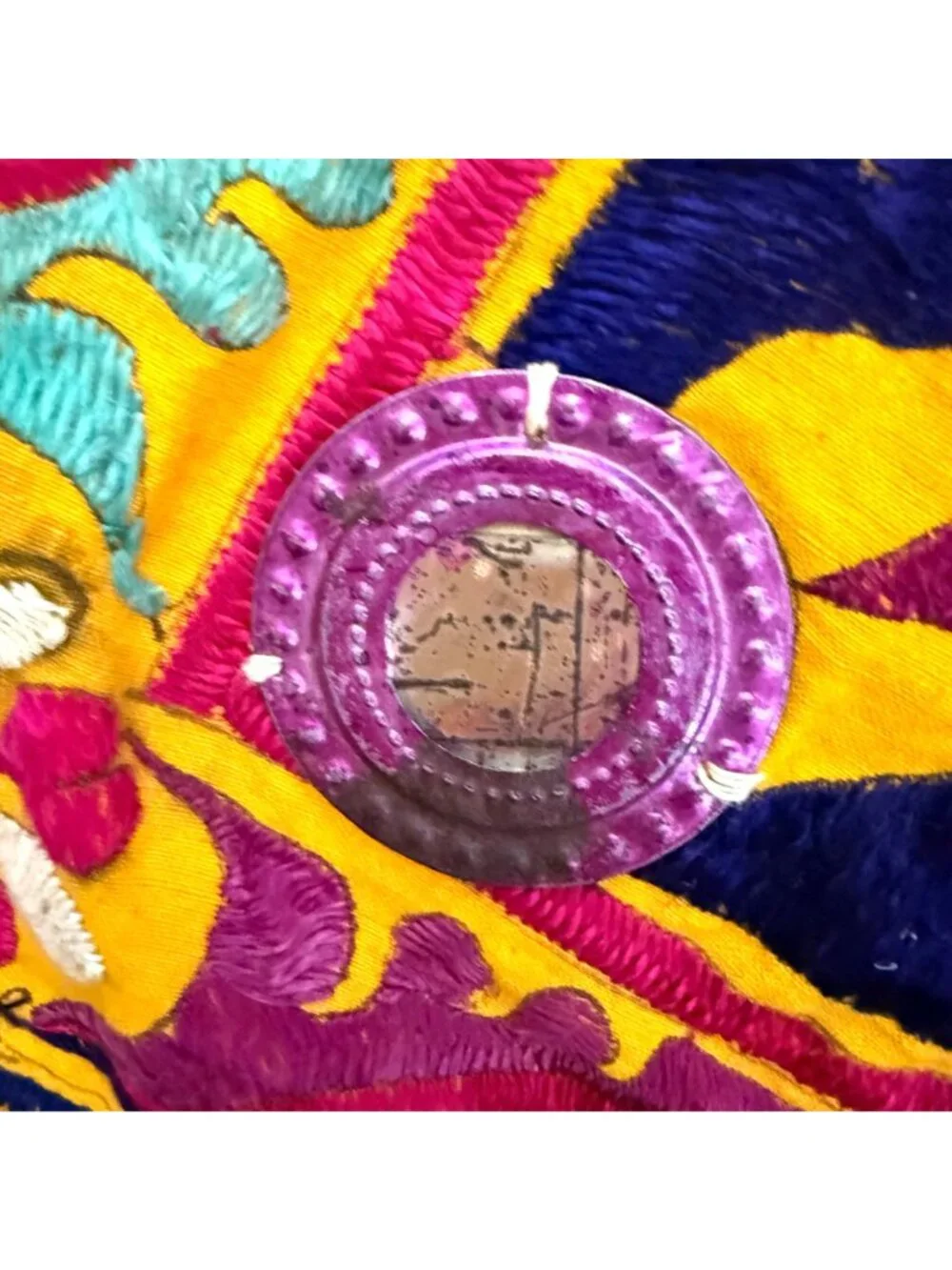 Hand Embroidered Wall Hanging Tapestry Embellished Textile Vintage Indian Ethnic